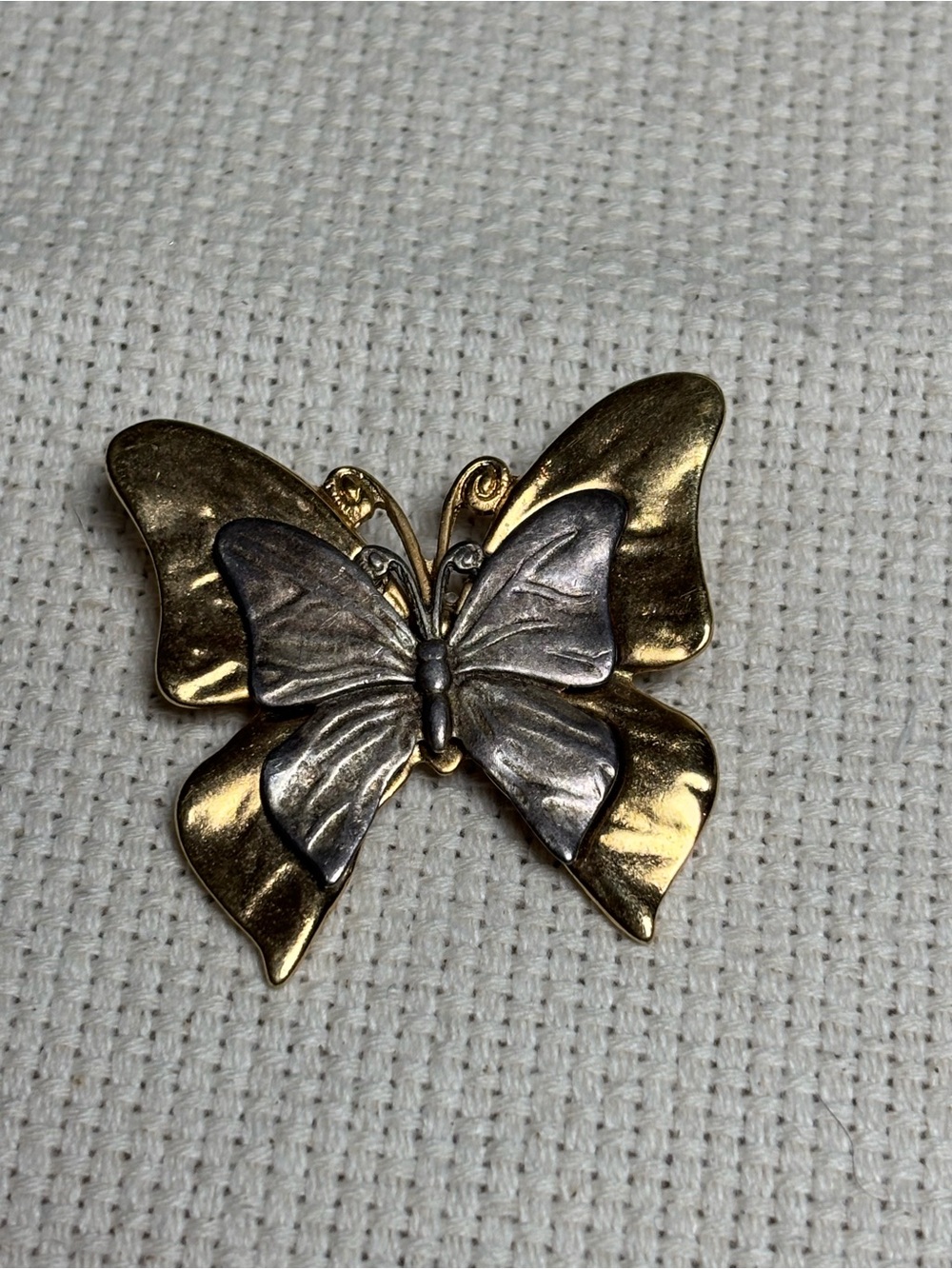 Premier Designs Two-Tone Butterfly Brooch in Gold and Silver